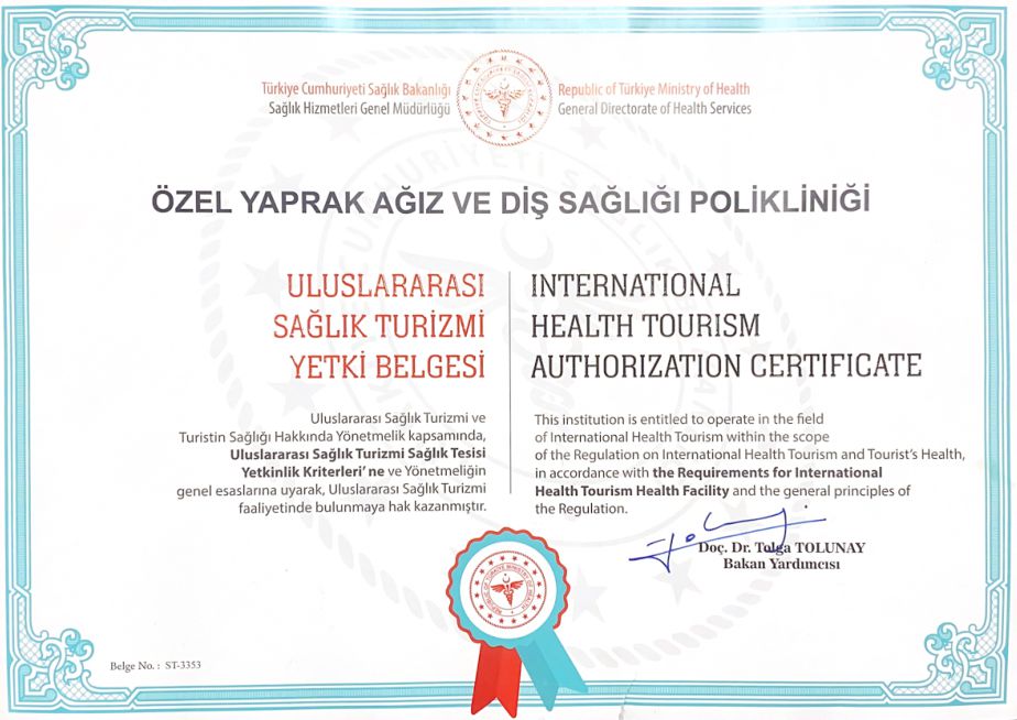 Uluslararası Sağlık Turizmi Yetki Belgesi